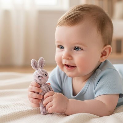 Doudou lapin bio français | Ultra - doux - Doux comme bébé