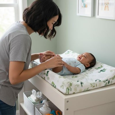 Housse matelas à langer | Cocooning - Doux comme bébé