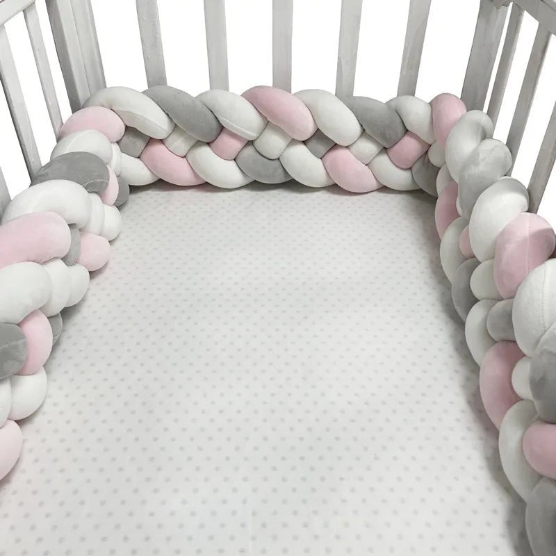 Tour de Lit Bebe - CozyKnot™ - Rose Gris - Doux comme bébé